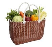 Woven Basket, Picnic Baskets, Load-Bearing Open-Top Storage-Bin, Woven Basket with Handles, Garden Baskets For Groceries Food Storage Vegetables Fruits Drinks Kitchen Supermarket Outdoor Picnics