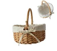 Woven Basket - Wedding Basket | Wicker Flower Basket | Candy Basket, Basket With Handle, Flower Basket, Woven Basket For Storage, Wicker Easter Storage Basket, Portable Basket With Handle