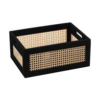 Woven Baskets for Storage - Wooden Organizing Bins | 12x8x6 Inch Portable Laundry Bin Basket with Carrying Handles Linens Sheets