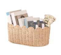 Woven Baskets Storage, Cute Open Rope Basket Organizer, Heavy Duty Desktop Bookshelf Storage for Laundry, Closet, Kitchen Counter, Table, Office, Bedroom, Sofa and Shelf Organization, Brown