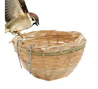 Woven Bird Nest - Woven Hanging Bird Nest with Hooks | Parakeet Nesting Box | Natural Hummingbird Nests | Pet Supplies for Laying Sleeping Breeding Tree View Indoor Yard Winter Aviary Garden