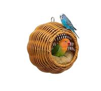 Woven Bird Sanctuary - Imitación Rattan Hanging Shelter, 5,51 x 5,91 x 5,51 pulgadas Cage Mount Aviary Bed with Secure Nesting Pocket, Portable Animal Canteen, Breathable Pet Hut for Finches Parrot