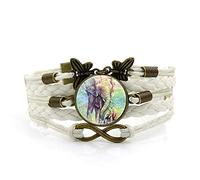 Woven Bracelets For Girls,White Rope, African Elephant, Mother Animal,Time Gemstone Multi-Layer Hand-Woven Glass Combination Jewelry Ladies Fashion European and American Jewelry