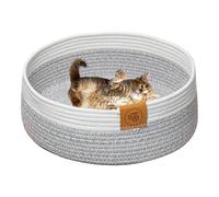Woven Cat Bed Basket, Indoor Cotton Rope Pet Nest, Kitten Nap Scratcher, Soft Round Sleeping Mat for Cats, Kittens, Living Room, Bedroom, Corner, Apartment, 15.75 Inches