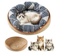 Woven Cat Bed Cotton Rope Nest System, Aesthetic Pet Sofa Pad Design, 13.77x13.77x5.11 inch Durable Comfort Build, Interior Outdoor Use, Living Room Bedroom Window Floor Travel Cat Resting Bed