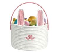 Woven Easter Basket, Cotton Rope Container, 9,06 x 6,3 pulgadas, Bunny Basket with Handle, Decorative Storage Baskets, Easter Baskets with Cute Design, Holiday Accessory for Boys Girls