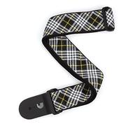 Woven Guitar Strap, Tartan - Black, White, and Yellow,