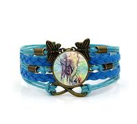 Woven Men,Blue Rope, African Elephant, Mother Animal,Time Gemstone Multi-Layer Hand-Woven Glass Combination Jewelry Ladies Fashion European and American Jewelry