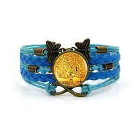 Woven Men,Blue Rope Beautiful Big Tree Plant,Time Gemstone Multi-Layer Hand-Woven Glass Combination Jewelry Ladies Fashion European and American Jewelry