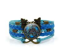 Woven Men,Blue Rope Celtic Blue Triangle,Time Gemstone Multi-Layer Hand-Woven Glass Combination Jewelry Ladies Fashion European and American Jewelry