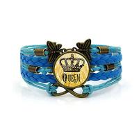 Woven Men,Blue Rope en Queen Crown,Time Gemstone Multi-Layer Hand-Woven Glass Combination Jewelry Ladies Fashion European and American Jewelry