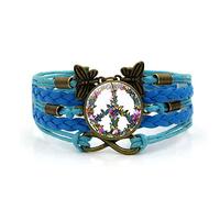 Woven Men,Blue Rope Peace Sign Garland Plant,Time Gemstone Multi-Layer Hand-Woven Glass Combination Jewelry Ladies Fashion European and American Jewelry