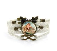 Woven Men,Cute Mermaid Girl with White Rope,Time Gemstone Multi-Layer Hand-Woven Glass Combination Jewelry Ladies Fashion European and American Jewelry