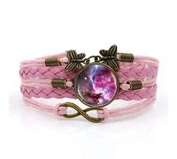 Woven Men,Pink Psychedelic Nebula Landscape,Time Gemstone Multi-Layer Hand-Woven Glass Combination Jewelry Ladies Fashion European and American Jewelry