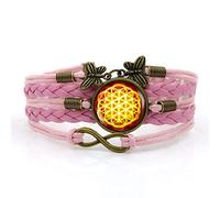 Woven Men,Pink Rope Flame Symmetry Beautiful Art,Time Gemstone Multi-Layer Hand-Woven Glass Combination Jewelry Ladies Fashion European and American Jewelry