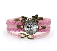 Woven Men,Pink Rope Hexagonal Geometric Web Animal,Time Gemstone Multi-Layer Hand-Woven Glass Combination Jewelry Ladies Fashion European and American Jewelry