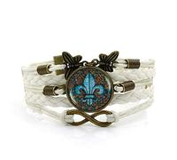 Woven Men,White Rope Vintage Sea God Trident Art,Time Gemstone Multi-Layer Hand-Woven Glass Combination Jewelry Ladies Fashion European and American Jewelry