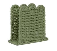Woven Napkin Holder - Rustic Tabletop Organizer, Scalloped Vertical Dispens | Dimensiones: 15 x 6,5 x 14 cm. Peso: 200 g. Material tejido. Bordes festoneados decorativos. Capacidad para servilletas de