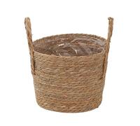 Woven Plant Basket - Straw Flowerpot with Handle for Easy Transport, Durable interior planter with Stylish Design, Decorative Plant Holder For Balcony Home Garden Yard Pathway Patio Lawn Outdoor