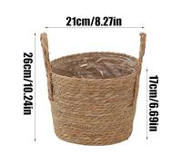 Woven Plant Basket - Woven Plant Basket Flowerpot Straw Storage | Plants Baskets Indoor | Straw Organizer with Handle For Balcony Home Garden Yard Pathway Patio Lawn Outdoor