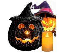Woven Pumpkin LED Candle Halloween Storage Container lovers bohemian