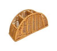 Woven Remote Control Holder - Imitation Rattan Storage Organizer, With 4 Compartments, Farmhouse Desktop Remote Basket | For Home Office Studio Study Room Living Room Bedroom Coffee Table Nightstand