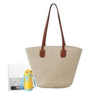 Woven Shoulder Bag for Women, Straw Woven Hand bag, Fashionable Sling Bag, Portable Multifunctional Design, Spacious Interior, Versatile for Everyday Use, Travel, Shopping, Beige