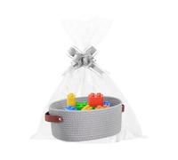 Woven Storage Basket, Cotton Rope Bin Organizer for Decorative Display, Portable Solution with Modern Design, Multi Purpose Container for Kitchen, Bathroom, Toys, Snacks and Fruit, 12x8x5 Inches