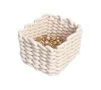 Woven Storage Basket, Cotton Rope Box, Soft Sturdy Design, Decorative Organizer Bin, Tabletop Use, Ideal for Toys Books Keys, 7.09x5.51 pulgadas, Beige Color, 1 Piece