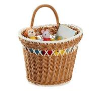 Woven Wall Basket - Hanging Fruit Storage Bin, Synthetic Rattan Mountable Crate with Open Weave Design, Vertical Space Saving Solution, Ideal for Kitchen Laundry Pantry Room
