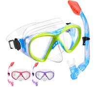 WOVOKA Gafas de Buceo para niños con esnórquel, Juego de esnórquel Profesional con máscara de Buceo antivaho, antifugas y esnórquel seco para niños y niñas, 3 Colores a Elegir (Azul)