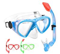 WOVOKA Juego de esnórquel para niños - Gafas de buceo para niños con esnórquel anti fugas, antivaho HD, máscara de buceo en seco, para niños y niñas de 4 a 13 años