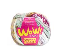 WOW CHUNKY BOOM de Katia en ovillos de 100 gramos y 75 metros. (302 - Rosa-Morado perlado-Amarillo limón)