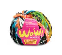 WOW CHUNKY BOOM de Katia en ovillos de 100 gramos y 75 metros. (305 - Azul-Verde-Naranja brillante-Negro)
