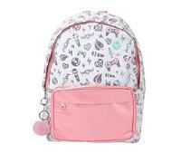 WOW GENERATION - Mochila Escolar de 40 cm para Niñas, Diseño Metálico con Pompones Decorativos, Amplio Compartimento Principal y Bolsillo Frontal con Cremallera, Mochila Moderna para el Colegio