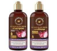 WOW Skin Science Juego de champú y acondicionador de aceite de semilla negra de cebolla con aceite para cabello para cabello fuerte, suave y brillante, Marrón, 16.9 Fl Oz (Paquete de 2)