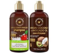 WOW Skin Science Juego de champú y acondicionador de vinagre de sidra de manzana con aceite de coco y aguacate, juego de champú suave, Marrón, 16.9 Fl Oz (Paquete de 2)