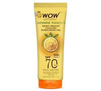WOW Skin Science Yuzu japonés + vitamina C con 5 ceramidas en gel protector solar brillante | SPF 70 P 500x Vitamina C | Absorción rápida | Sin yeso blanco | Resistente al agua | Protección UVA +