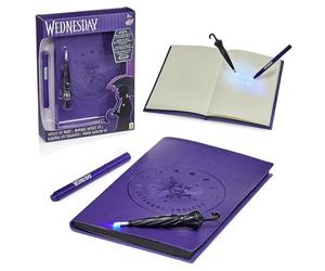 WOW! STUFF Diario secreto de Wednesday Addams | Desbloquea secretos invisibles con la luz UV incluida | Juego de cuaderno y bolígrafo Nevermore de primera calidad | Para los fanáticos de la serie