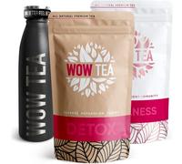 WOW TEA - Infusiones adelgazantes + Té Antioxidantes - Limpieza Corporal y Eliminación de Hinchazón Vientre + Termo de Té con Filtro - 300 gr + 550 ml | 100% naturales | Made in EU