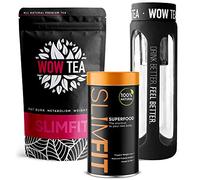 WOW TEA: Programa Super Slim Me: Té adelgazante a base de hierbas, polvo sustitutivo de comidas y botella de té negro