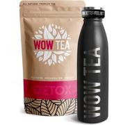 WOW TEA - Té Adelgazante De Hierbas Para Controlar El Peso | Té Detox | Té Ayurvédico + Botella Termica Con Infuser - 150 Gr + 500 ml | 100% Natural (Detox Tea, Negra)