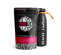 WOW TEA - Té Adelgazante De Hierbas Para Controlar El Peso | Té Detox | Té Ayurvédico + Botella Termica Con Infuser - 150 Gr + 500 ml | 100% Natural (SlimFit Tea, Negra)