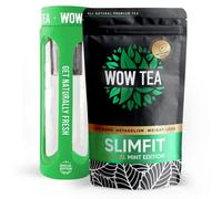 WOW TEA: Té de Menta SlimFit con Botella Ecológica Verde - Refrescante Té con Sabor a Menta y Chocolate, Favorece el Bienestar y el Confort Digestivo, Incluye Té Verde y Menta, 150g, Botella 550ml
