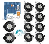 wowatt Foco Empotrable LED Techo Negro Regulable 7W IP44 Ojos de Buey LED Blanco Frío 6000K Equivalente a Halógena 70W Downlight Empotrable Rotable Ultradelgado 700LM Luz de Techo Redondo 10 pieza