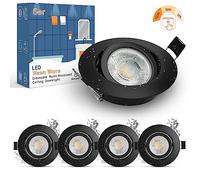 wowatt Focos Empotrable LED Negro Regulable 7W Ojos de Buey LED Luz Calida 2800K Equivalente a Halógena 70W Downlight Techo Empotrable IP44 Rotable Ultradelgado 700LM para Interior Baño 5 Piezas