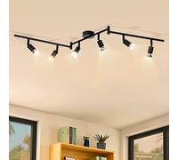 wowatt Lampara de Techo 6 Foco Orientable Blanco Interior Gu10 Sin Bombilla | Focos LED Interior Orientable, Regleta Focos techo Giratorios, Rail Iluminacion para Salon Dormitorio Pasillo Cocina Comedor