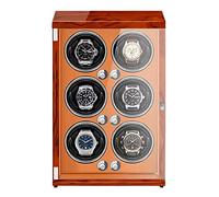 WOWCSXWC Technology Automatic Watch Winder In Wood Shell and PU Leather with Quiet Motor Storage Case For 4 6 Watches Luxury Mechanical Watch Display Box (Color : Brown2, Size : 6+0)