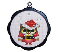WOWDECOR - Kit de punto de cruz, diseño de búhos con gorro de Navidad de 11 quilates con sello DMC