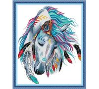 WOWDECOR Kits de bordado de punto de cruz para adultos y niños, caballos coloridos, animales, 11 quilates, estampado DMC, costura fácil para principiantes
